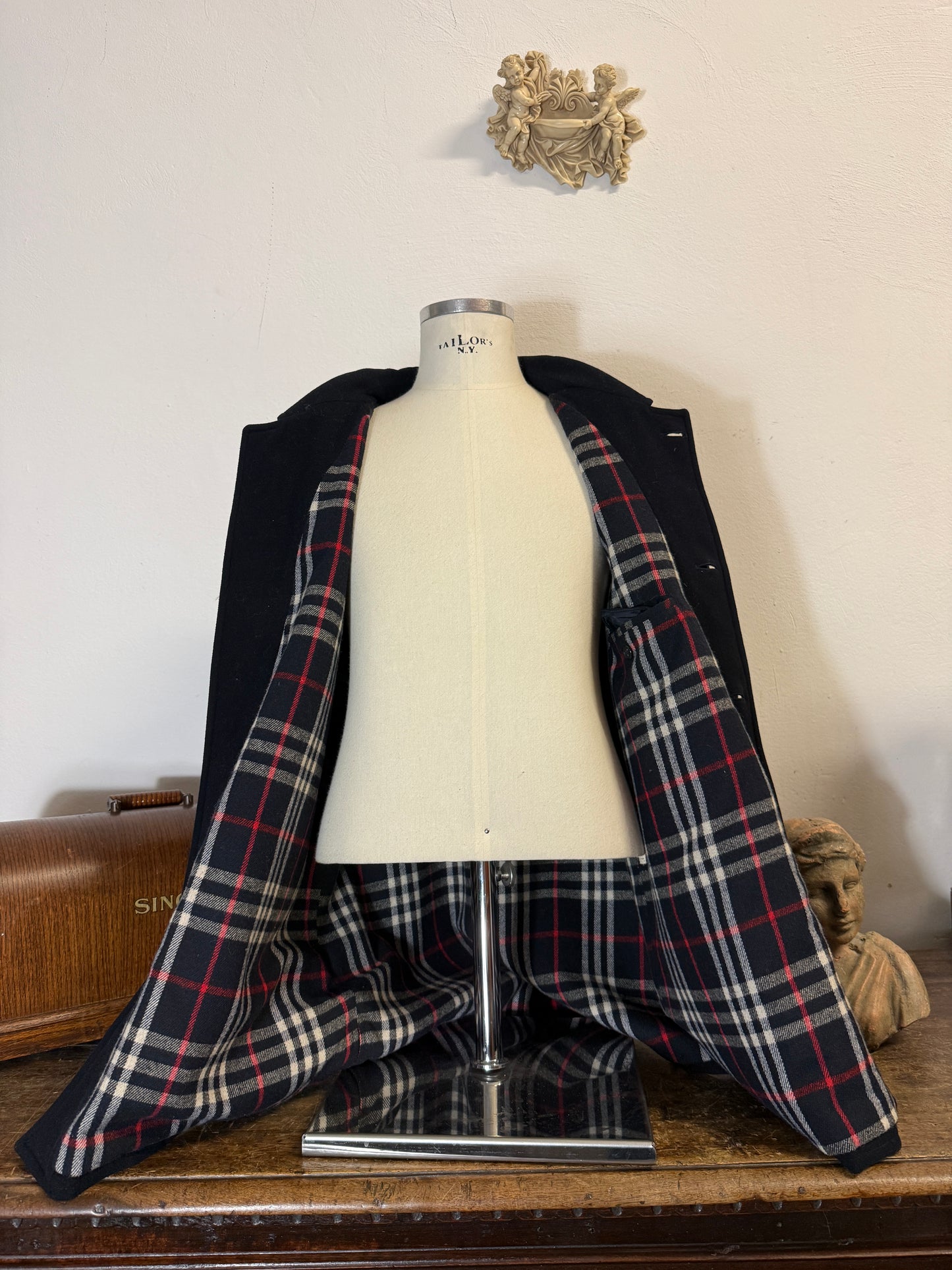 Vintage Raglan Wool Burberry Coat “L”