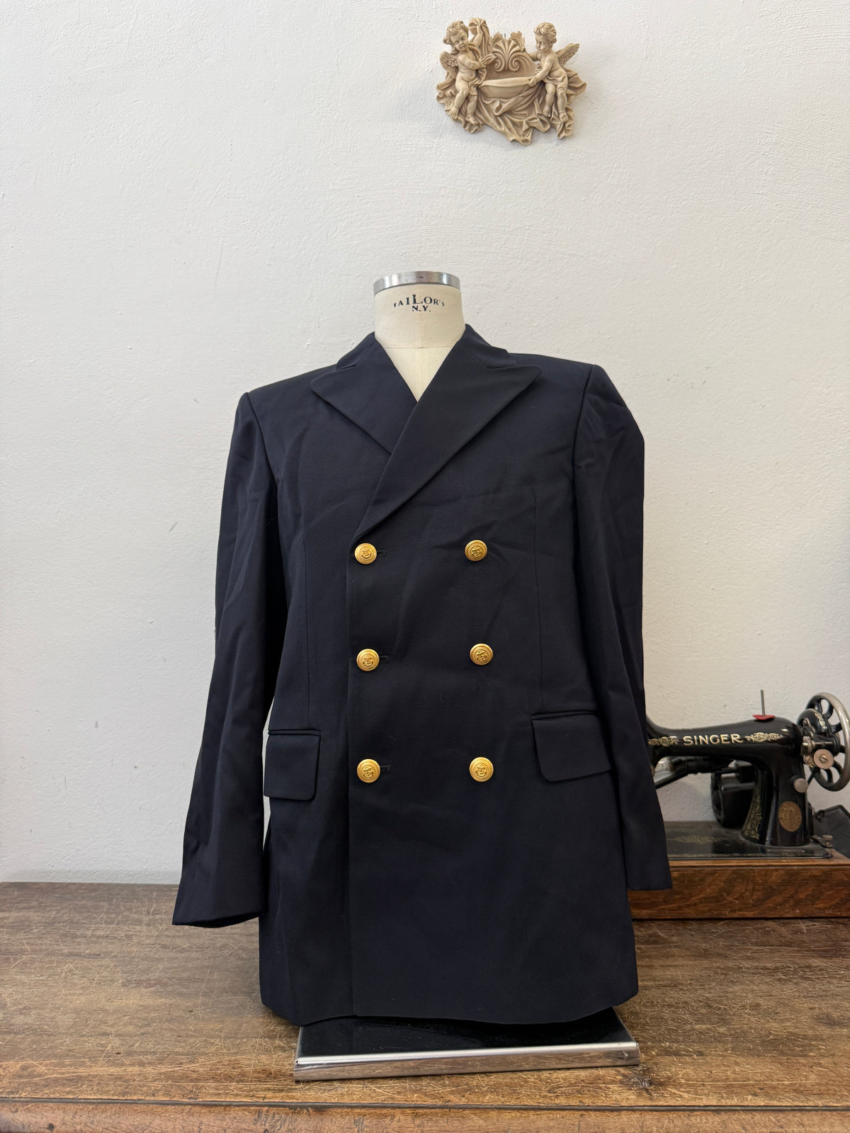 Vintage Italian Navy Double Breasted Jacket “M”