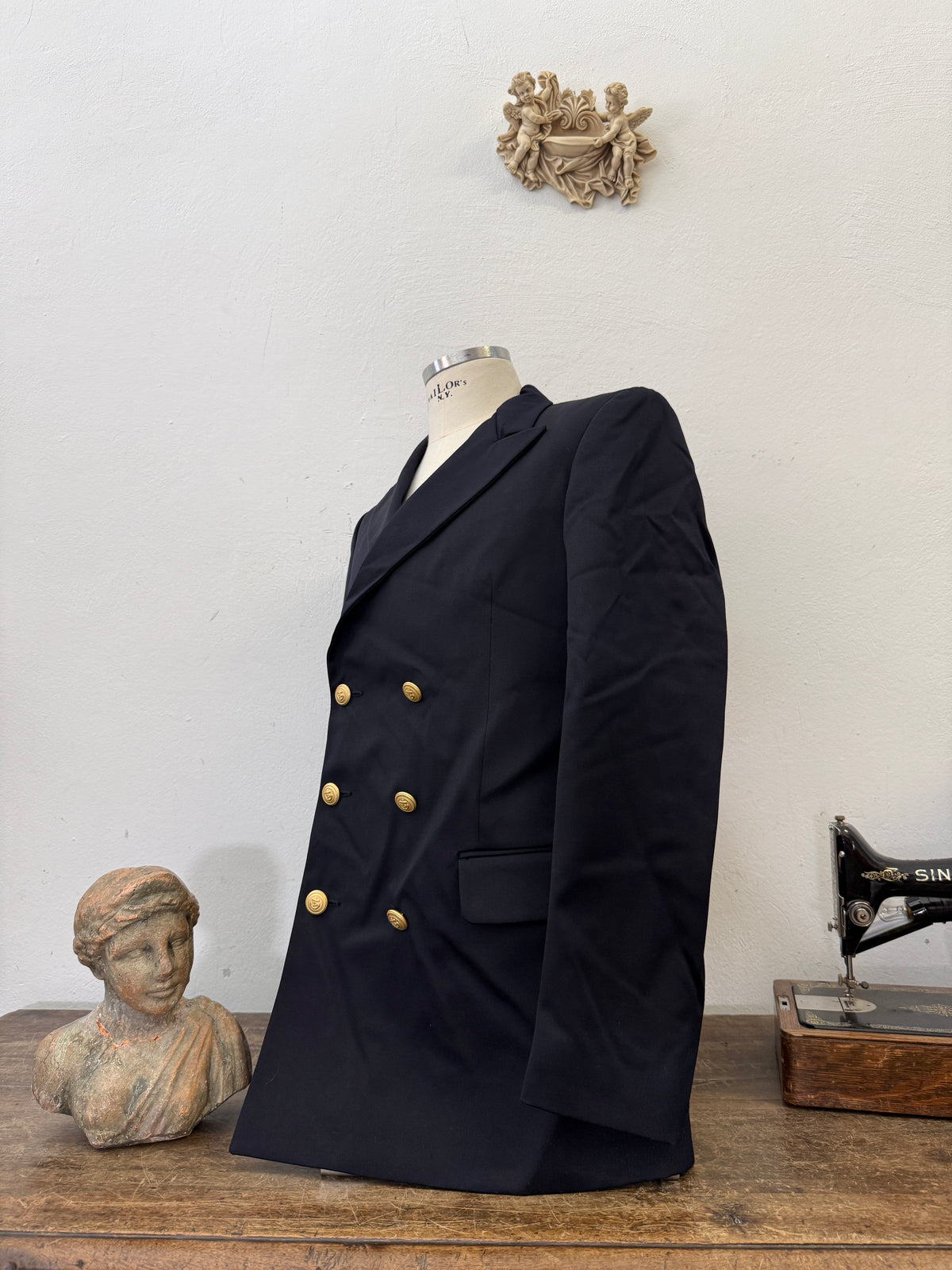 Vintage Italian Navy Double Breasted Jacket “XL”