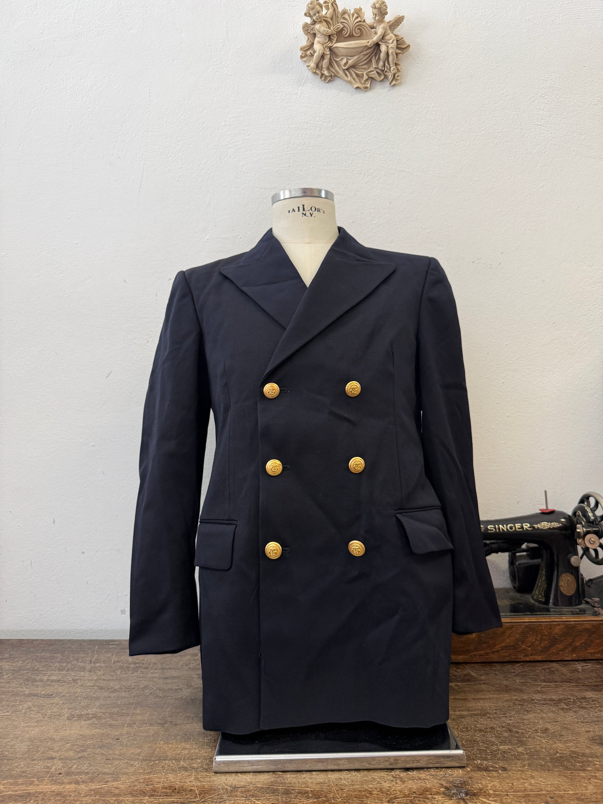 Vintage Italian Navy Double Breasted Jacket “M”