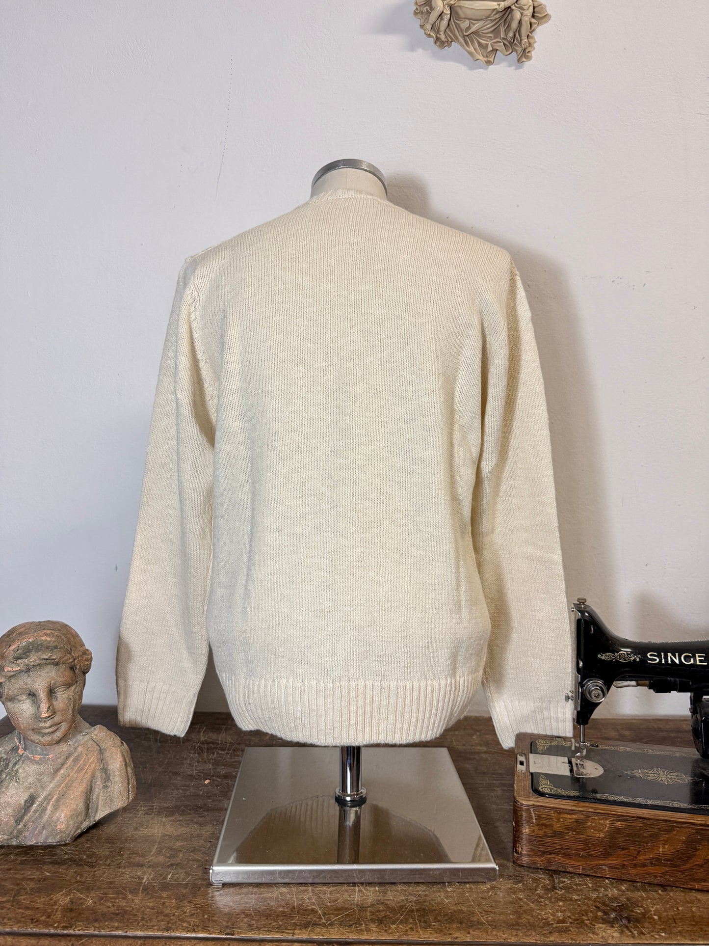 Classic Aran Sweater in Cream Wool