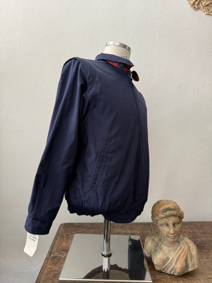 Blue Bomber Jacket With Tartan Lining, Reversible and Convertible Into a Vest “S”
