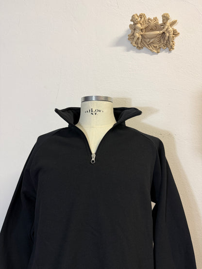 Raglan Black Half Zip Sweatshirt - Made in Italy