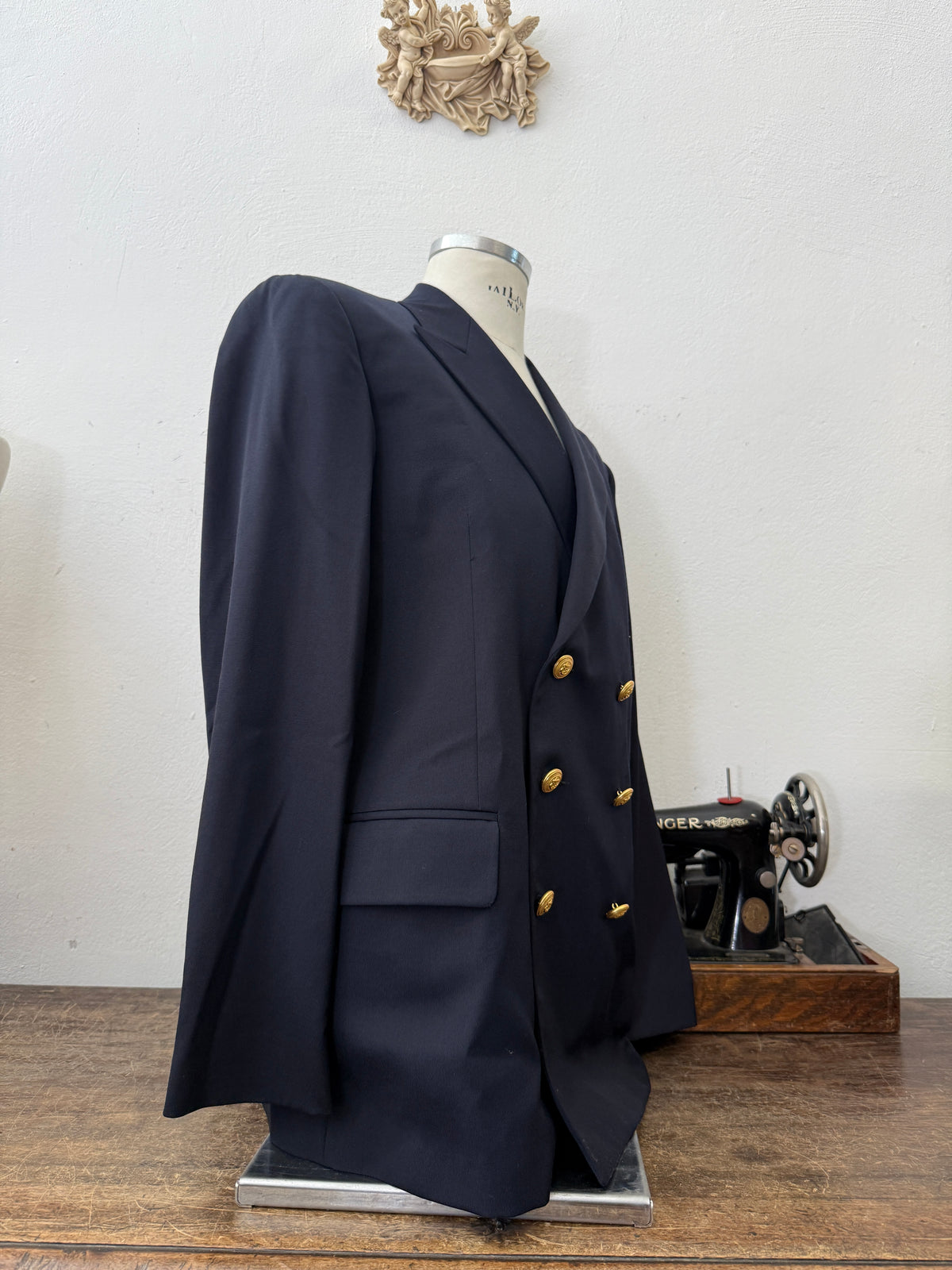 Vintage Italian Navy Double Breasted Jacket “XL”