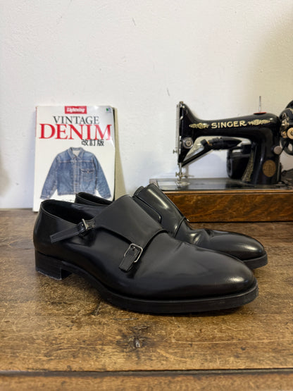 Prada Black Leather Double Monk Strap “45 EU”