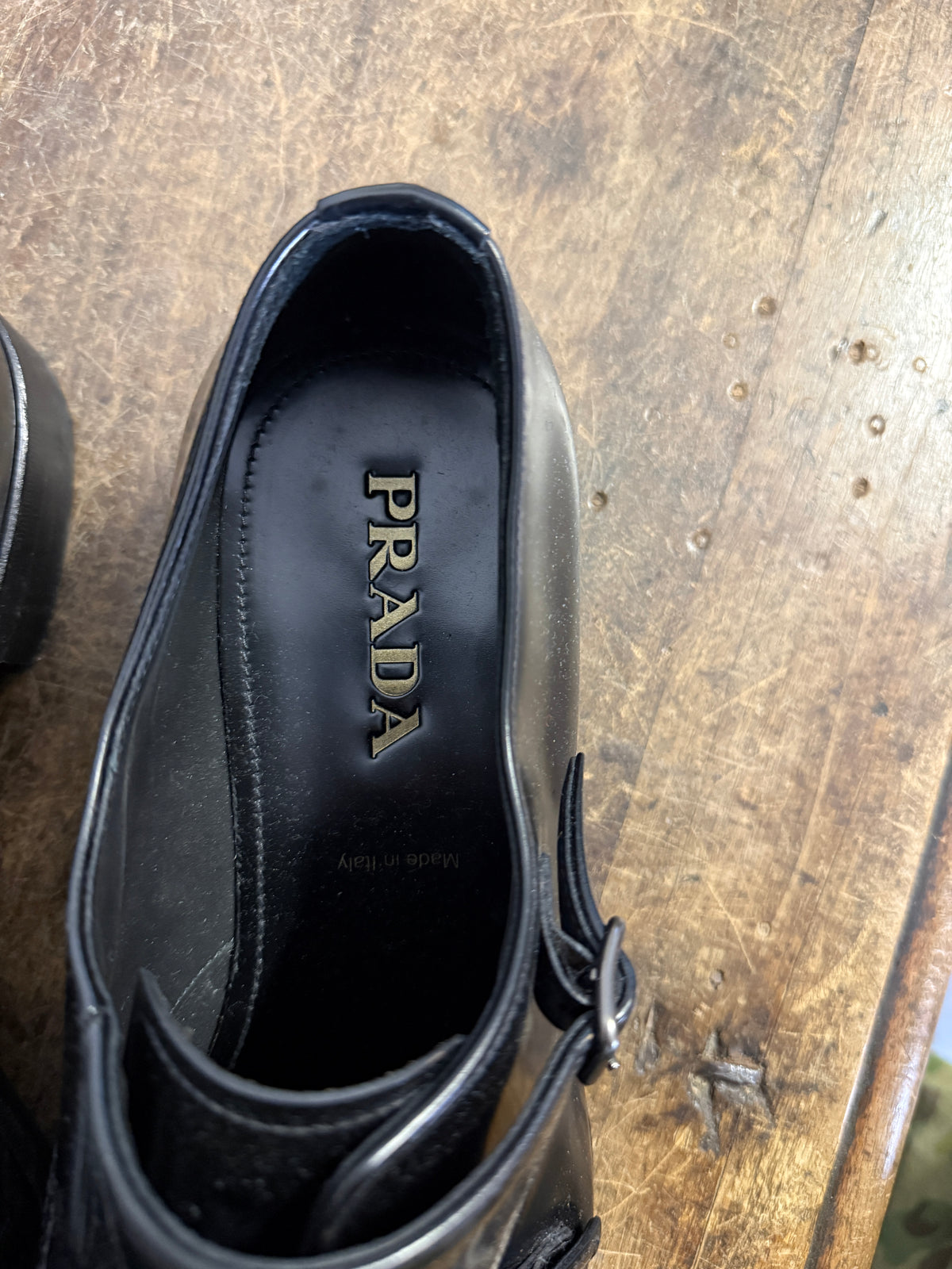 Prada Black Leather Double Monk Strap “45 EU”