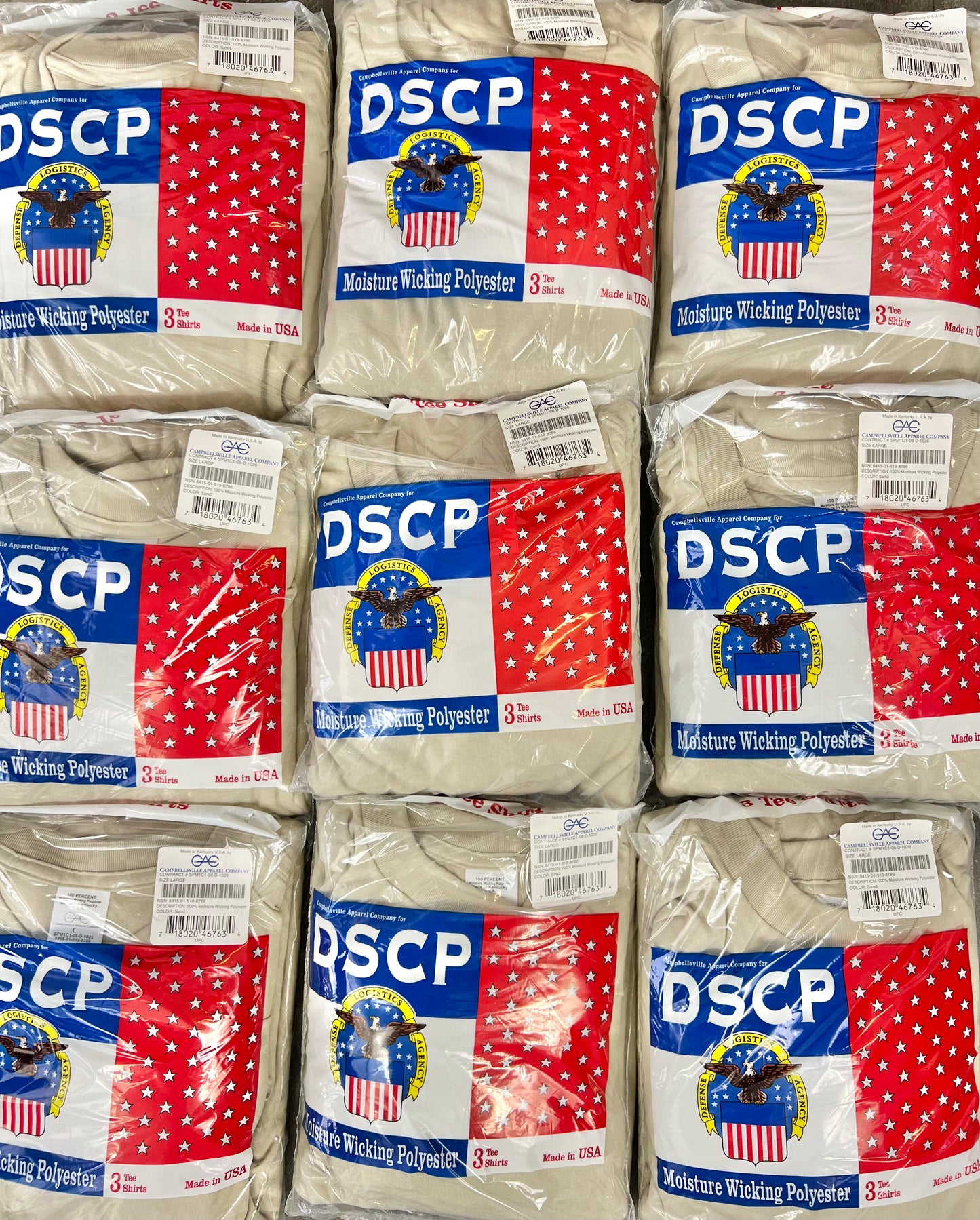 Pack of 3 US Army T-Shirts in Sand Color