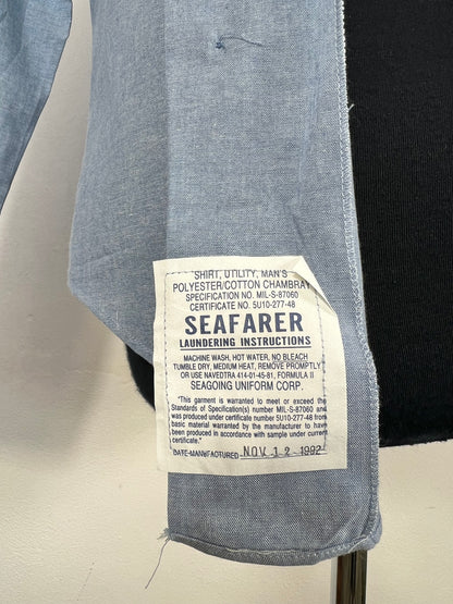 U.S NAVY Chambray SEAFARER Work Shirt 1980s / 90s