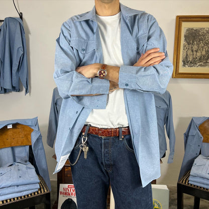U.S NAVY Chambray SEAFARER Work Shirt 1980s / 90s