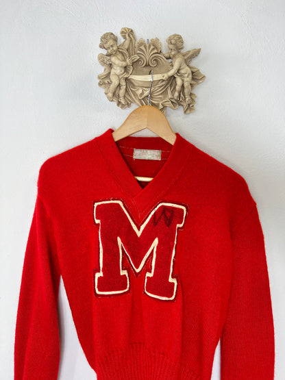 Vintage Imperial Art-Kote Knitwork Coaches Letter Sweater 1950's “S”